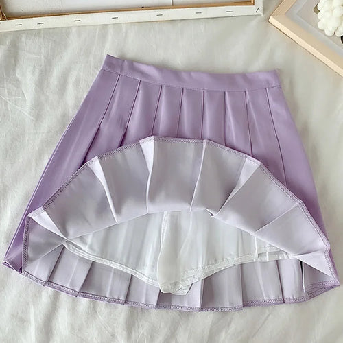 Load image into Gallery viewer, Black Skirt Female Summer High Waist gothic Anti-Glare A-Line Pleated Skirt Short Skirt Purple Ins Tide Ulzzang Skirt
