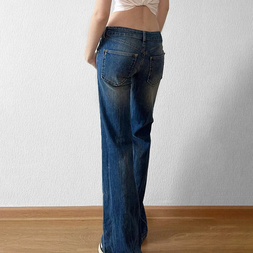 Load image into Gallery viewer, Casual Washed Stright Leg Denim Trousers Fashion Long Jeans Lady Basic Low Rise Daily Bottoms Street Style Capris New
