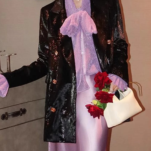 Load image into Gallery viewer, Solid Spliced Lace Up Loose Blouses For Women Scarf Collar Long Sleeve Minimalsit Shirts Female Fashion Style New
