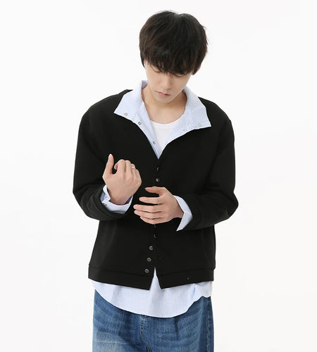 Korean Style Men's Knitted Cardigan V-neck Multi-button Solid Color Single Breasted Male Tops Casual New Autumn 9C6924