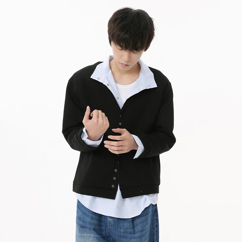 Korean Style Men's Knitted Cardigan V-neck Multi-button Solid Color Single Breasted Male Tops Casual New Autumn 9C6924