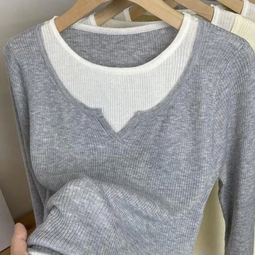 Load image into Gallery viewer, Autumn Winter Women's Patchwork Long Sleeved Pullover Sweater French Casual Round Neck Holiday Knitwear Tops 2024 New Streetwear
