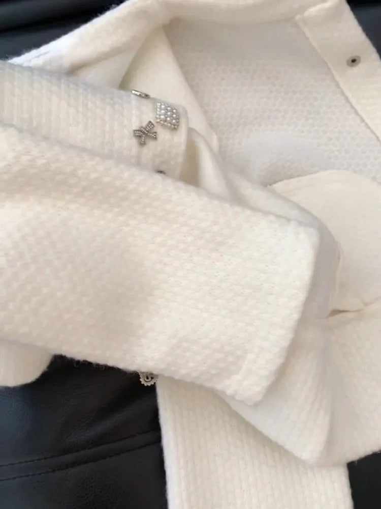 Autumn Diamond Button Y2k Aesthetic Cardigans Streetwear Solid Grunge Casual Loose Coats Women Sweet Knitted Simple Sweaters