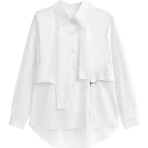 Load image into Gallery viewer, Women White Big Size ribbon Casual Blouse New Lapel Long Sleeve Loose Fit Shirt Fashion Tide Spring Autumn 2025 1DH3500
