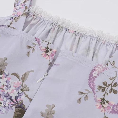 Load image into Gallery viewer, Floral Print Backless Sexy Mini Dress Women Robe Summer Fashion Square Collar Sleeveless High Waist A-line Club Dress
