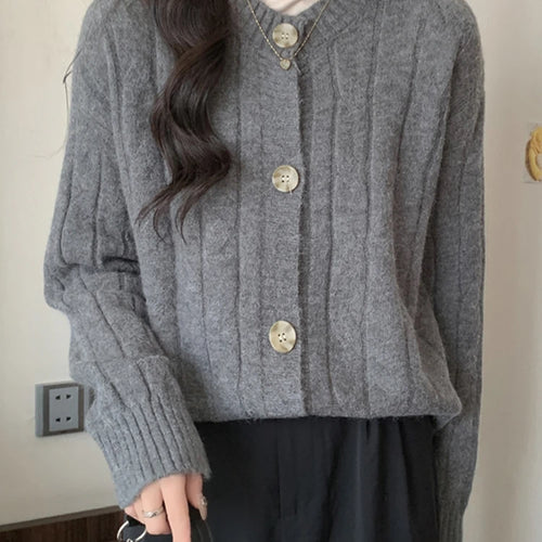 Load image into Gallery viewer, Vintage Knitwear Women&#39;s Sweaters Autumn Winter Japanese Style Loose Long Sleeve Thickened Gray Cardigan Sweater Coat
