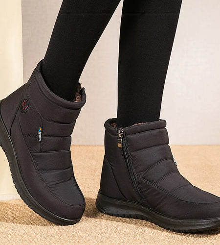 Women's Boots 2025 Winter Shoes For Women Ankle Boots Warm Fur Botas Mujer Waterproof Low Heels Snow Boots Winter Flat Shoes