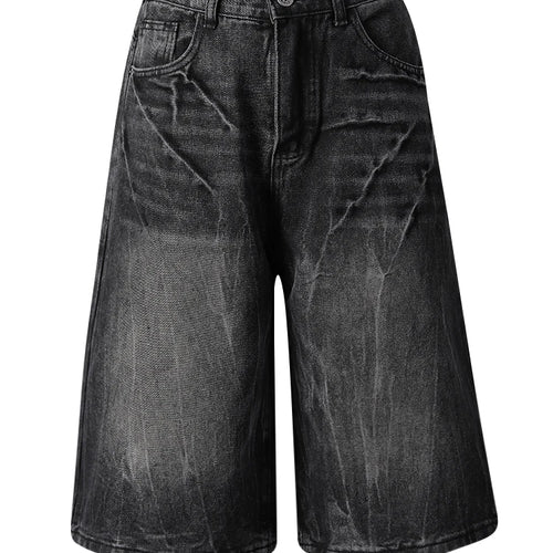 Load image into Gallery viewer, High Waist Black Denim Casual Knee Length Wide Leg Jeans New Women Trousers Fashion Tide Spring Summer 2025 CPG3271
