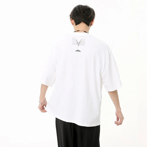 Load image into Gallery viewer, Korean Style Men&#39;s T-shirts Casual Letter Printing Tops Round Neck Short Sleeve Loose Male Clothing Summer Stylish 9C6570
