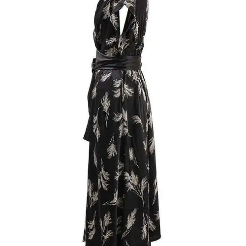 Load image into Gallery viewer, Women Beige Striped Printed Belted Elegant Midi Dress New V-Neck Sleeveless Fashion Tide Spring Summer 2025 CPG1504
