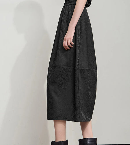 Arrival Autumn Quiet Luxury Style Women Skirts Elastic Waistband Loose Elegant Solid Lantern Dress 12523032