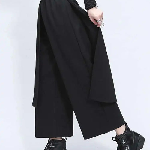 Load image into Gallery viewer, High Elastic Waist Black Split Joint Long Wide Leg Trousers New Loose Fit Pants Women Fashion Spring Autumn 2025 1Z325
