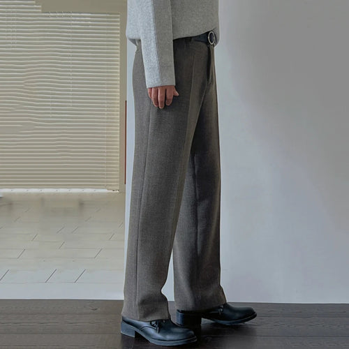 Load image into Gallery viewer, Men&#39;s Straight Suit Pants Korean Fashion Pleated Pockets Loose Male Wide Leg Trousers Casual Solid Color 9C3344
