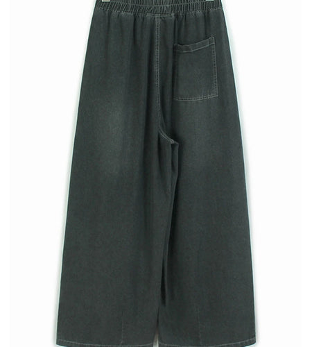 High Waist Gray Denim Pocket Casual Long Wide Leg Jeans New Women Trousers Fashion Tide Spring Autumn 2025 1DJ1571