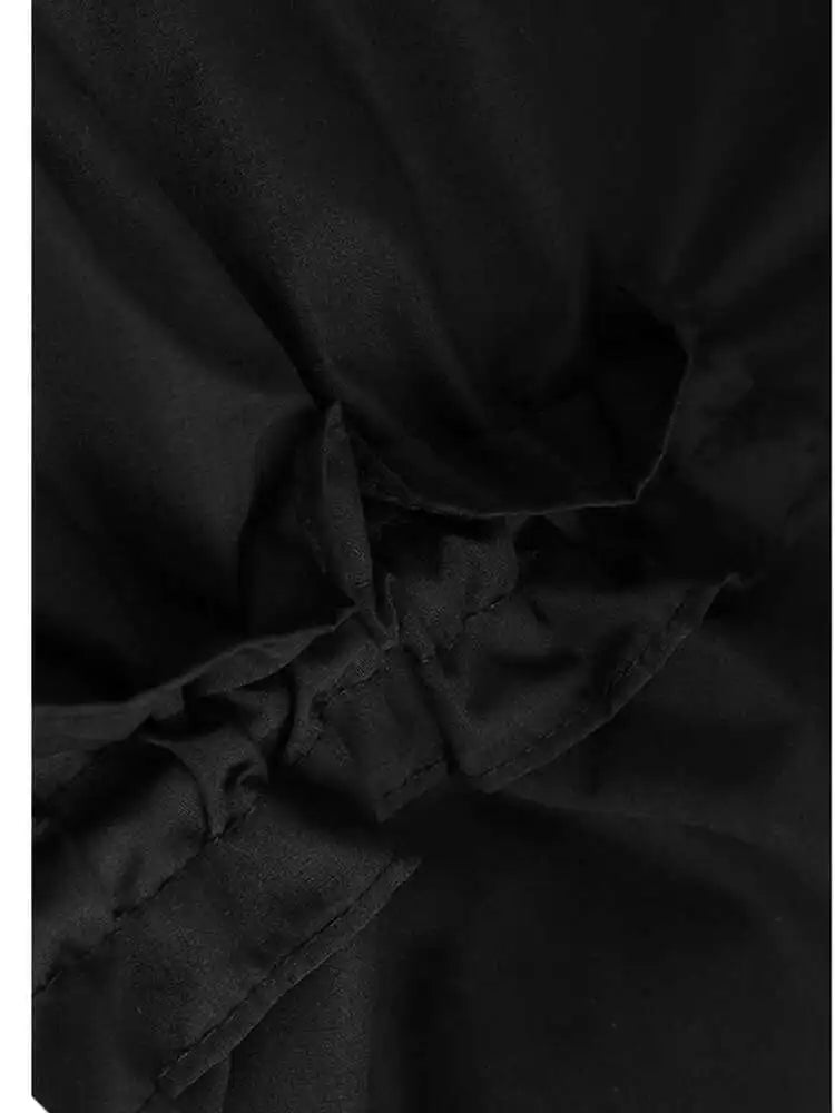 Women Black Irregular Drawstring Big Size Long Dress New Round Neck Sleeveless Fashion Tide Spring Summer 2025 1DH6574