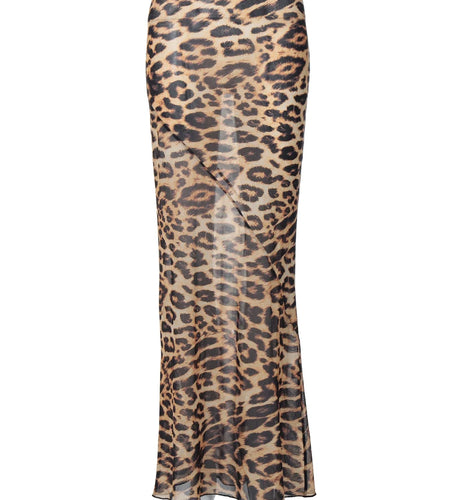 Mesh Print High Waist Sexy See Through Slim Maxi Skirt Summer Women Fashion Outfits Streetwear Festival Y2K Clothes