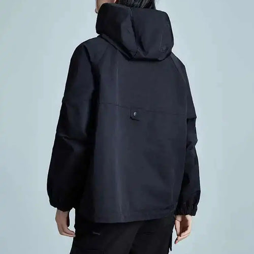 Load image into Gallery viewer, Black Big Size Loose Fit Pocket Casual Jacket New Hooded Long Sleeve Women Coat Fashion Tide Spring Autumn 2025 1DH3240
