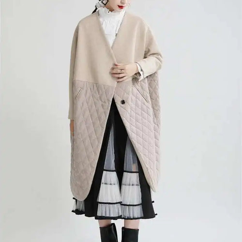 Load image into Gallery viewer, Apricot Warm Big Size Long Cotton-padded Coat Long Sleeve Loose Fit Women Parkas Fashion New Autumn Winter 2025 1DF4808
