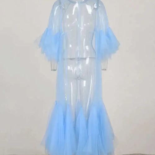 Load image into Gallery viewer, Women Black Ruffles Long Big Size Dress New Round Neck Three-quarter Sleeve Loose Fit Fashion Spring Summer 2025 JR77101
