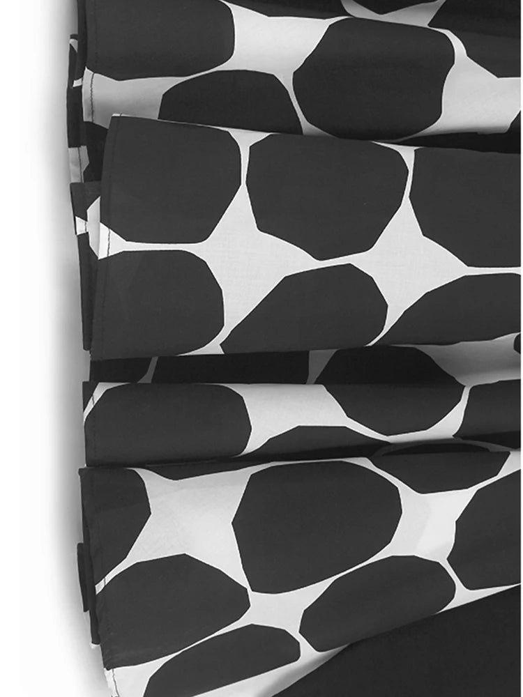 Women Black Dot Color-block Big Size Casual T-shirt New Round Neck Long Sleeve Fashion Tide Spring Autumn 2025 1DH9455