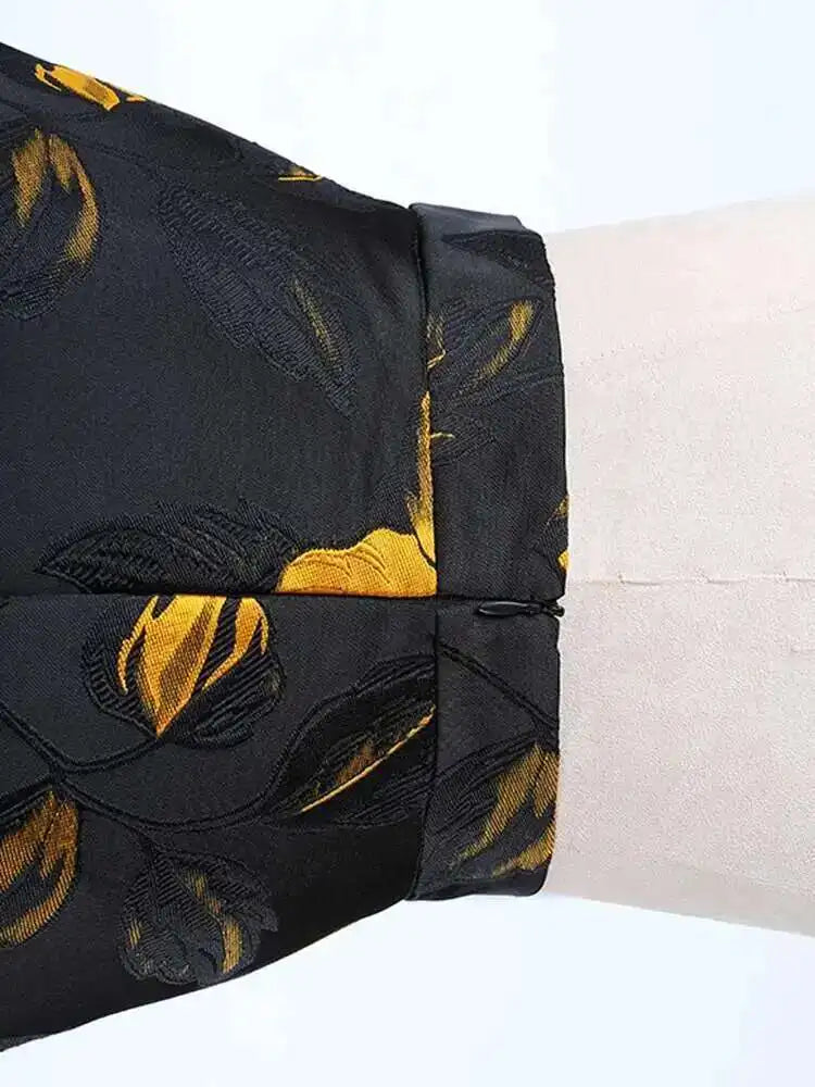 High Waist Black Flower Jacquard Temperament Long Half-body Skirt Women Fashion Tide New Spring Autumn 2025 1DD3182