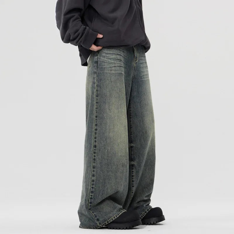 Men's Jeans Straight Leg Denim Pants New American High Street Losse Design Male Summer Trousers Casual Tide 2025 9W1553