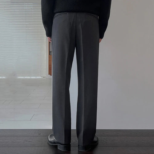 Load image into Gallery viewer, Men&#39;s Straight Suit Pants Korean Fashion Pleated Pockets Loose Male Wide Leg Trousers Casual Solid Color 9C3344
