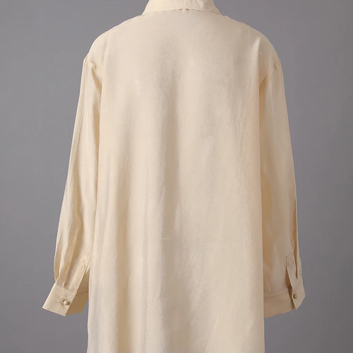 Load image into Gallery viewer, Women Apricot Thin Perspective Casual Big Size Blouse New Lapel Long Sleeve Shirt Fashion Tide Spring Autumn 2025 CPG3314
