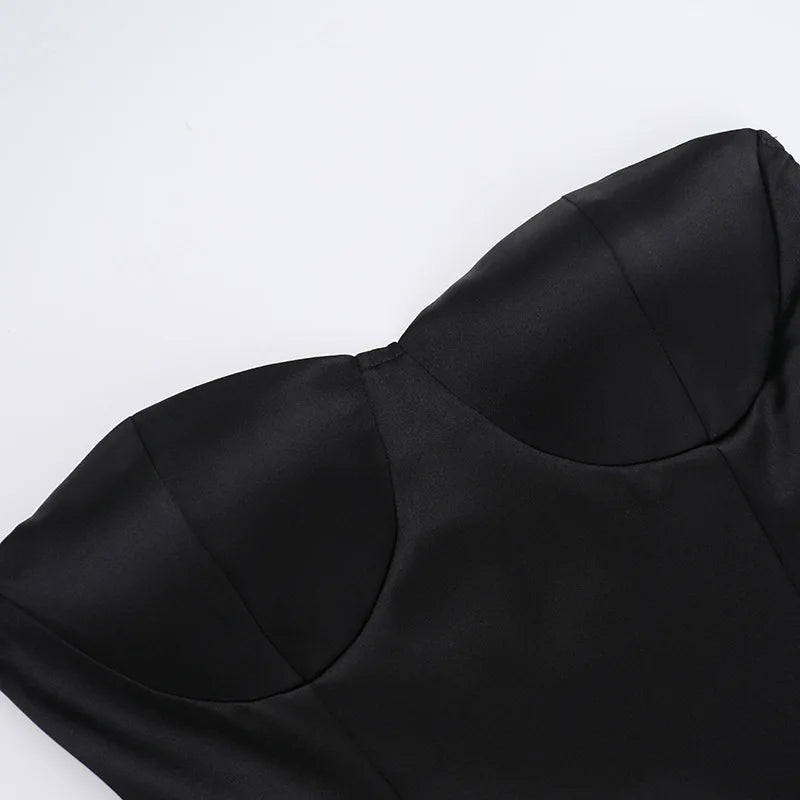 Off-shoulder Backless Sexy Mini Dress For Women Robe Fashion Solid Strapless Sleeveless A-line Slim Sexy Club Dress