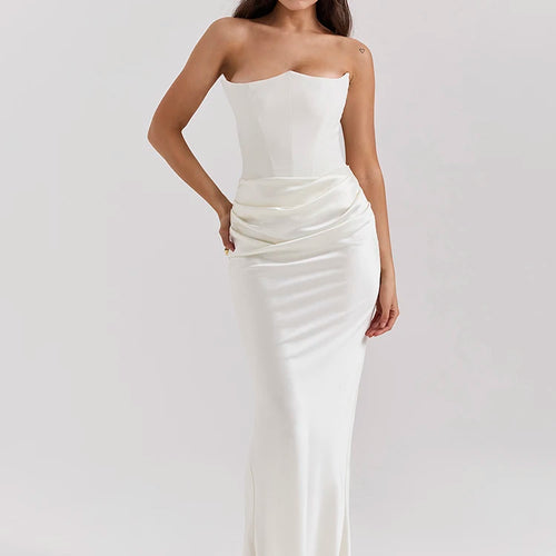 Load image into Gallery viewer, Elegant Strapless Bodycon Sexy Maxi Dress Women Black Fashion Off-shoulder Sleeveless Backless Club Party Long Dress
