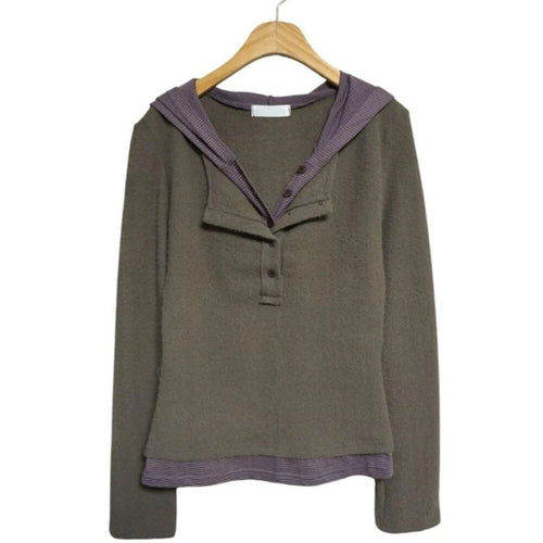 Load image into Gallery viewer, Korean Woman T Shirts Fake Two Y2k Tops Fashion Simple Tees 2024 Ropa Mujer Tunic Long Sleeve Camisetas Hooded Casual Tshirt
