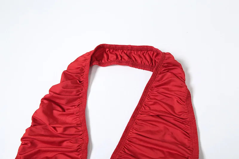 Halter Deep V Neck Sexy Maxi Dress For Women Gown Fashion Solid Sleeveless Backless Draped Ruched Bodycon Long Dress