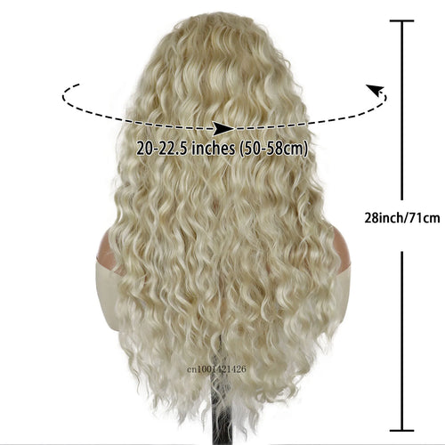 Load image into Gallery viewer, Asian Wigs for Women Synthetic Fiber Long Blonde Wig Curly Wavy Cosplay Wig Halloween Costume Carnival Party Natural Wigs Female
