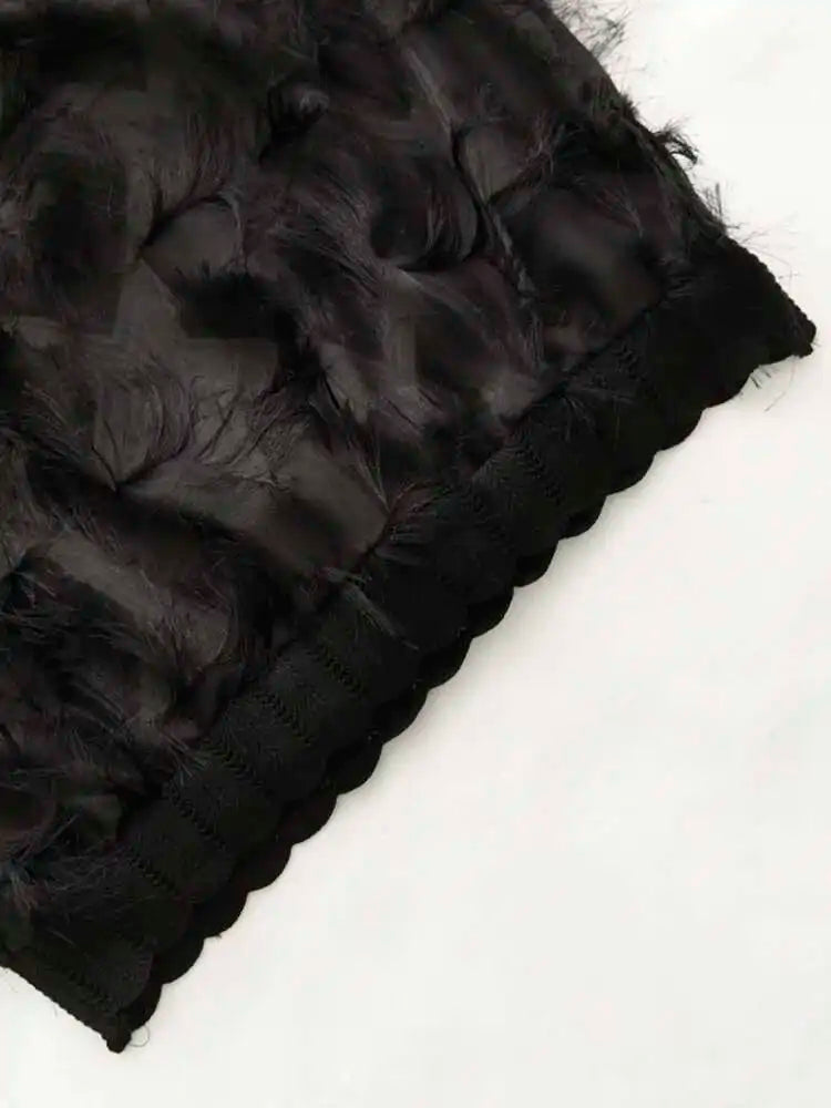 Spring Autumn Stand Collar Long Sleeve Perspective Black Loose Tassels Big Size Dress Women Fashion Tide JI780