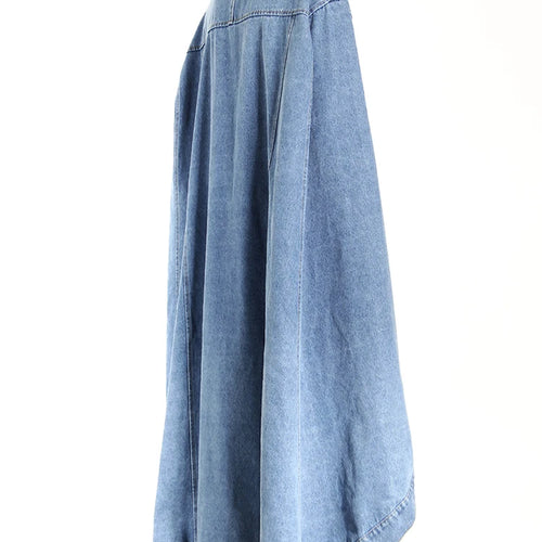 Load image into Gallery viewer, Women Blue Denim Irregular Big Size Cloak Trench New Lapel Long Sleeve Windbreaker Fashion Tide Spring Autumn 2025 7AB6483
