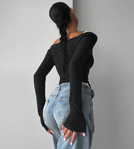y2k Tops for Women Clothing Solid Color Spaghetti Strap Camisole with Long Sleeve T Shirt 2000s Clothes Streetwear