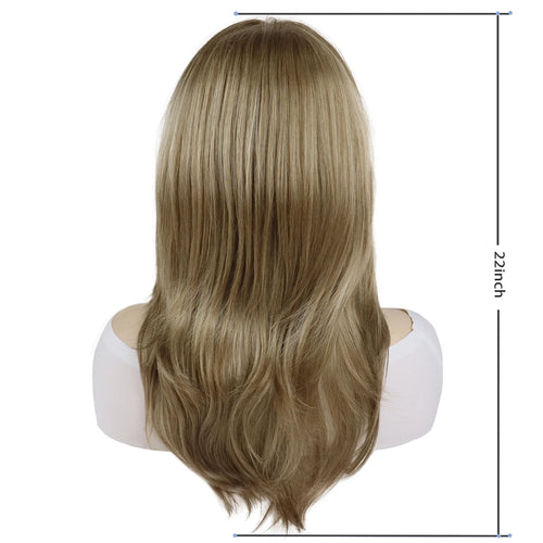 Load image into Gallery viewer, Synthetic Long Curly Wavy Wigs for Women Medium Blonde Wigs with Side Bangs Costume Party Natural Cancer Patients Wig
