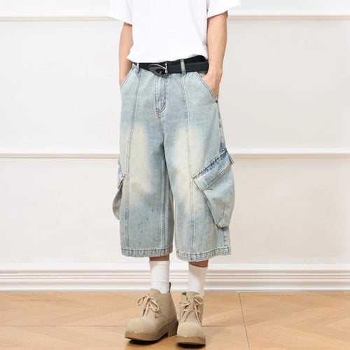 Load image into Gallery viewer, Men&#39;s Jeans New American Style Distressed Washed Multi Pockets Trendy Straight Leg Stylish Male Casual Bottoms 9W1910
