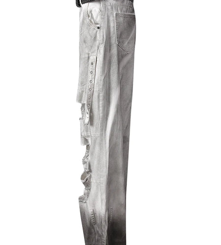 High Waist Light Gray Denim Do Old Long Casual Wide Leg Jeans New Women Trousers Fashion Tide Spring Autumn 2025 CPG3151