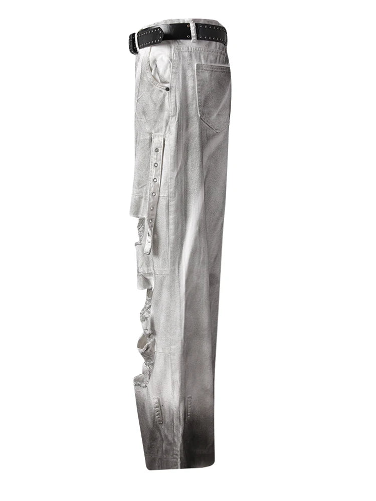High Waist Light Gray Denim Do Old Long Casual Wide Leg Jeans New Women Trousers Fashion Tide Spring Autumn 2025 CPG3151