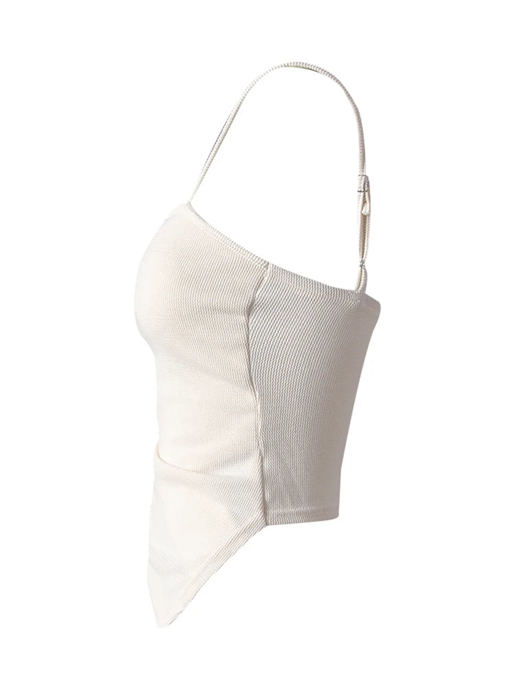 Beige Irregular Tank Top Brief Wide Leg Pants Two Piece Suit New Sleeveless Women Fashion Tide Spring Summer 2025 CPG3157