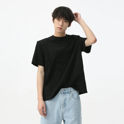 Load image into Gallery viewer, Summer Men&#39;s Short Sleeve T-shirt Korean Version Shoulder Pad Round Neck Trend Fashion Loose Casual Top 9C5627
