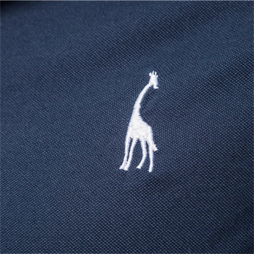 Cotton Men's Polos Giraffe Embroidery Short Sleeve Polo Shirts for Men High Quality Brand Design Polos Men Clothing