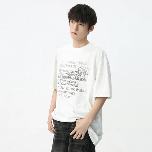 Load image into Gallery viewer, Niche Style Men&#39;s T-shirts Summer Irregular Letter Printing Loose Trend O-neck Male Casual Short Sleeve Top 9C5583
