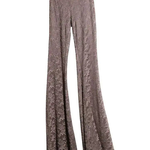 Load image into Gallery viewer, Gray Lace T-shirt Wide Leg Pants Two Piece Suit New Slash Neck Long Sleeve Women Fashion Tide Spring Autumn 2025 1DH8267
