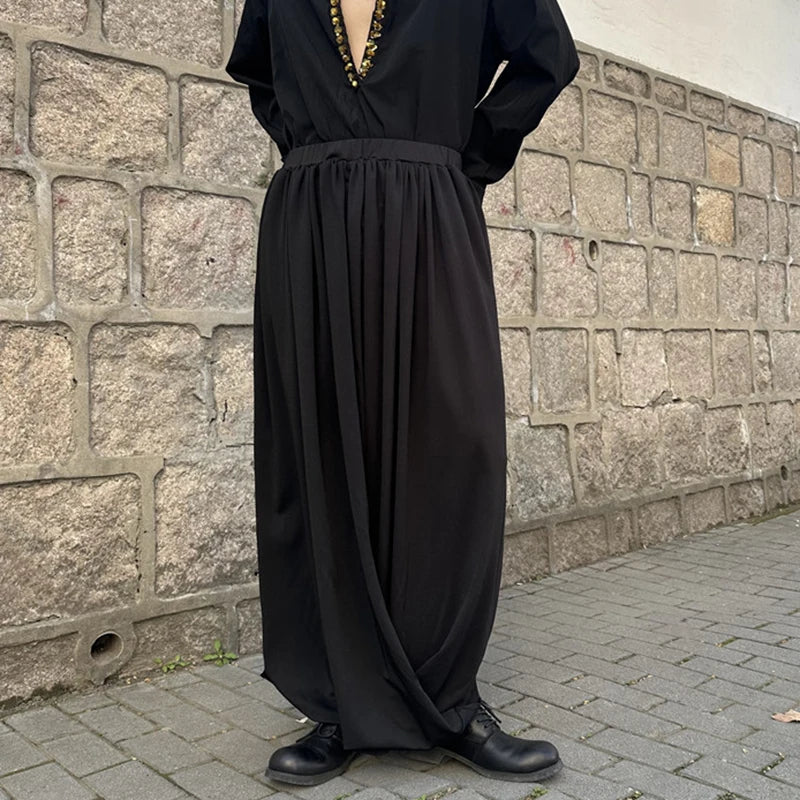 Men's Causal Trousers New Chinese Style Niche Design Irregular Casual Skirt Pants Trend Personalized Loose Pants 9W1788