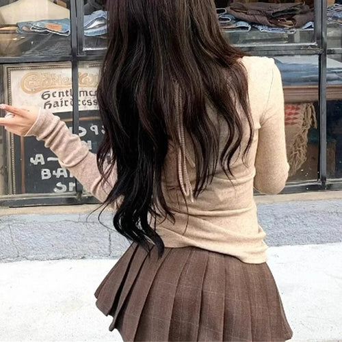 Load image into Gallery viewer, y2k Top Women Fairycore Clothes Lace Trim Long Sleeve Halter Neck T Shirt with Bow 2000s Coquette Clothing Streetwear
