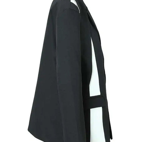 Load image into Gallery viewer, Women Black Color-block Big Size Blazer New Lapel Long Sleeve Loose Fit Jacket Fashion Tide Spring Autumn 2025 1DF3108
