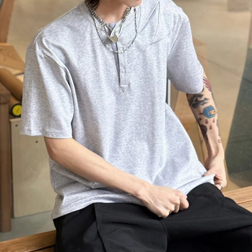 Load image into Gallery viewer, Men's Short Sleeve T-shirt New Summer Regular Round Collar Fashionable Splicing Personalized Male Pullover T-shirts 9W1748
