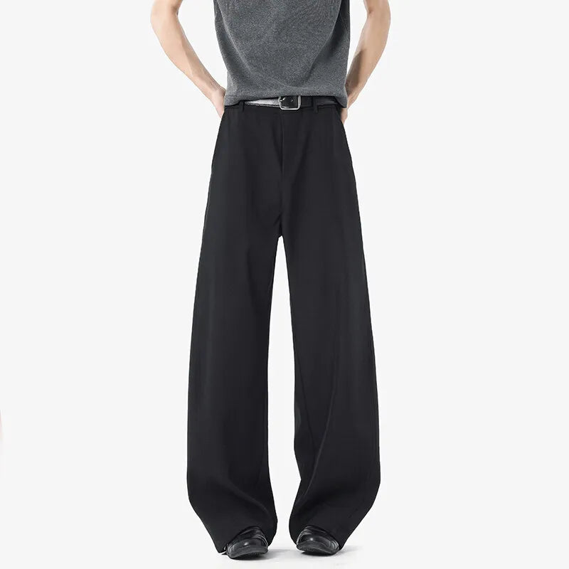 Men's Suit Pants New Korean Style Straight Leg Loose Trousers Solid Color Fashionable Design Casual Menwear Spring 9W1527
